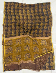 Pure Hand Block Printed Double Diamond Chiffon Saree DCS05