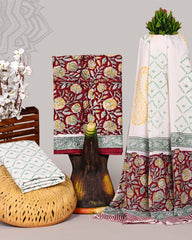 Sage Green Hand Block Printed Cotton Suit Set with Mulmul Dupatta