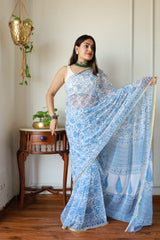 Hand Brush Painted Chiffon Saree with Blouse