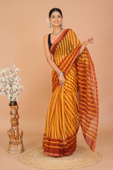 Hand Block Printed Kota Doriya Saree 11