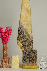 Hand block printed maheshwari silk suit with silk duppata ms15