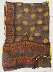 Pure Hand Block Printed Double Diamond Chiffon Saree DCS01