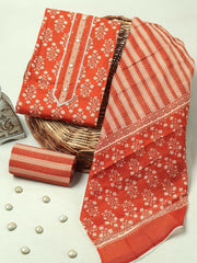 Handblock Print Gotta tye neck work Cotton Suit with Cotton Dupatta GCS03