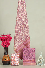 Hand block printed maheshwari silk suit with silk duppata ms08