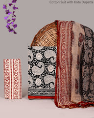 Classic Paisley Cotton Suit with Kota Doriya Dupatta