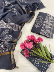 Exclusive Pure Chanderi Silk Suits with Dupatta & Cotton Bottom