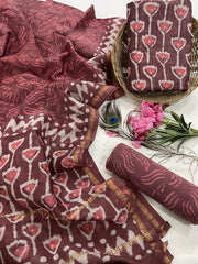 Exclusive Pure Chanderi Silk Suits with Dupatta & Cotton Bottom