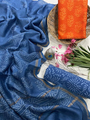 Exclusive Pure Chanderi Silk Suits with Dupatta & Cotton Bottom