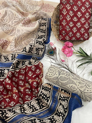 Exclusive Pure Chanderi Silk Suits with Dupatta & Cotton Bottom