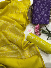 Exclusive Pure Chanderi Silk Suits with Dupatta & Cotton Bottom