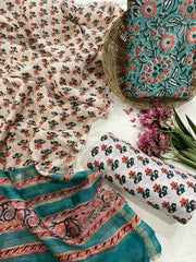 Exclusive Pure Chanderi Silk Suits with Dupatta & Cotton Bottom