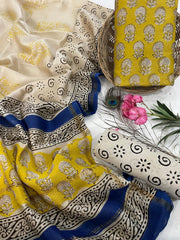 Exclusive Pure Chanderi Silk Suits with Dupatta & Cotton Bottom