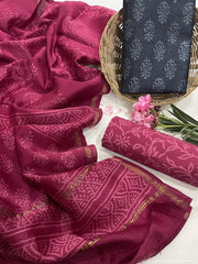 Exclusive Pure Chanderi Silk Suits with Dupatta & Cotton Bottom