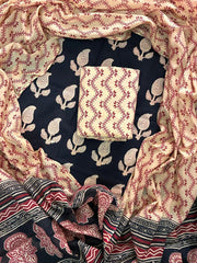 Exclusive Hand Block Printed Cotton Dress Material with Cotton Dupatta