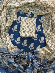 Exclusive Hand Block Printed Cotton Dress Material with Cotton Dupatta