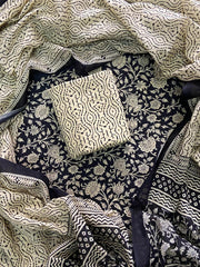 Exclusive Hand Block Printed Cotton Dress Material with Cotton Dupatta