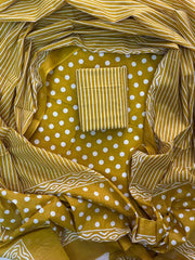 Exclusive Hand Block Printed Cotton Dress Material with Cotton Dupatta