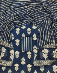 Exclusive Hand Block Printed Cotton Dress Material with Cotton Dupatta