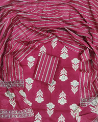 Exclusive Hand Block Printed Cotton Dress Material with Cotton Dupatta