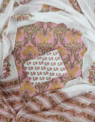 Exclusive Hand Block Printed Cotton Dress Material with Cotton Dupatta
