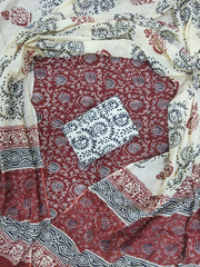 Exclusive Hand Block Printed Cotton Dress Material with Cotton Dupatta