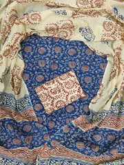 Exclusive Hand Block Printed Cotton Dress Material with Cotton Dupatta