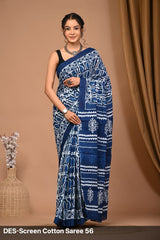 Cotton Mulmul Printed Saree with Attached Printed Blouse