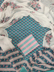 Exclusive Hand Block Printed Cotton Dress Material with Cotton Dupatta