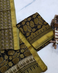 Exclusive Maheshwari Silk Suit | Hand-Stitched Shibori & Ajrak Dabu Print