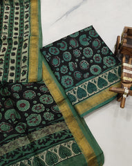 Exclusive Maheshwari Silk Suit | Hand-Stitched Shibori & Ajrak Dabu Print