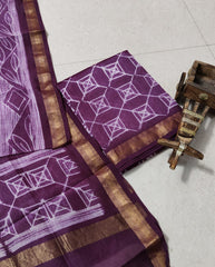 Exclusive Maheshwari Silk Suit | Hand-Stitched Shibori & Ajrak Dabu Print