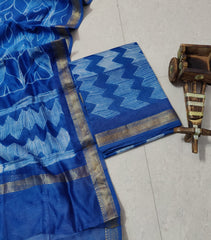 Exclusive Maheshwari Silk Suit | Hand-Stitched Shibori & Ajrak Dabu Print
