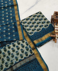 Exclusive Maheshwari Silk Suit | Hand-Stitched Shibori & Ajrak Dabu Print