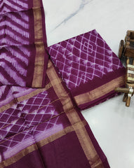 Exclusive Maheshwari Silk Suit | Hand-Stitched Shibori & Ajrak Dabu Print