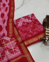 Exclusive Maheshwari Silk Suit | Hand-Stitched Shibori & Ajrak Dabu Print