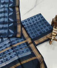 Exclusive Maheshwari Silk Suit | Hand-Stitched Shibori & Ajrak Dabu Print