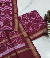 Exclusive Maheshwari Silk Suit | Hand-Stitched Shibori & Ajrak Dabu Print