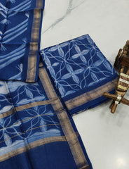 Exclusive Maheshwari Silk Suit | Hand-Stitched Shibori & Ajrak Dabu Print