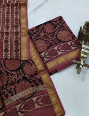 Exclusive Maheshwari Silk Suit | Hand-Stitched Shibori & Ajrak Dabu Print