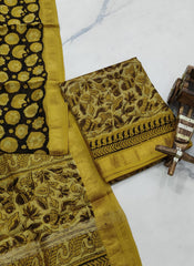 Exclusive Maheshwari Silk Suit | Hand-Stitched Shibori & Ajrak Dabu Print