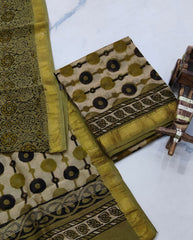 Exclusive Maheshwari Silk Suit | Hand-Stitched Shibori & Ajrak Dabu Print