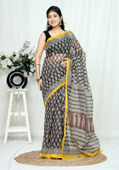 Hand Block Printed Kota Doriya Saree 24