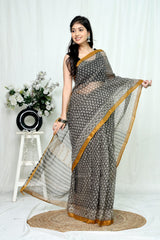 Hand Block Printed Kota Doriya Saree 28