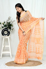 Hand Block Printed Kota Doriya Saree 30