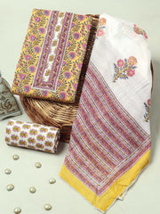 Handblock Print Gotta tye neck work Cotton Suit with Cotton Dupatta GCS12