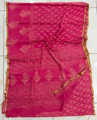 Pure Hand Block Printed Double Diamond Chiffon Saree DCS11