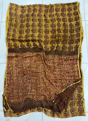 Pure Hand Block Printed Double Diamond Chiffon Saree DCS02