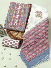 Handblock Print Gotta tye neck work Cotton Suit with Cotton Dupatta GCS11