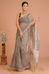 Hand Block Printed Kota Doriya Saree 04