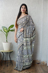 Timeless Beauty Bagru Hand Block Mulmul Saree